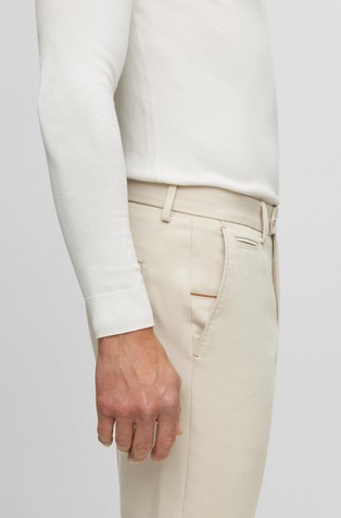 HUGO BOSS Regular fit hlače iz mešanice bombaža in volne Bež - Beige 3