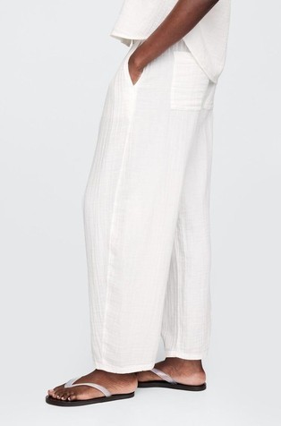 GAP Crinkle Gauze Easy Barrel Pants New Off White 3