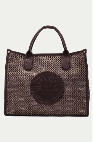 Raffia-effect shopper bag
