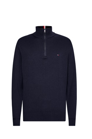 Pleten pulover z delno zadrgo