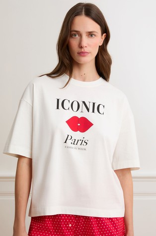 Iconic bombažna majica s kratkimi rokavi in potiskom