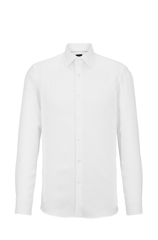 HUGO BOSS Slim fit srajca iz italijanskega lana Bela - White 1