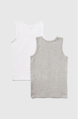 BENETTON Paket 2 spodnjih majic iz organskega bombaža Večbarvna - White / Gray 2