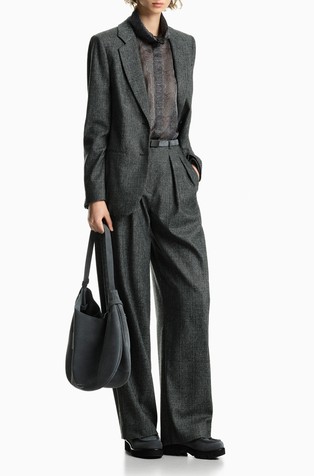 Check flannel trousers
