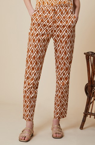 Slim-fit cotton patterned trousers