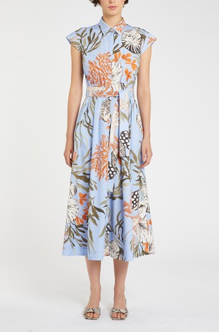 Stretch cotton poplin shirt dress