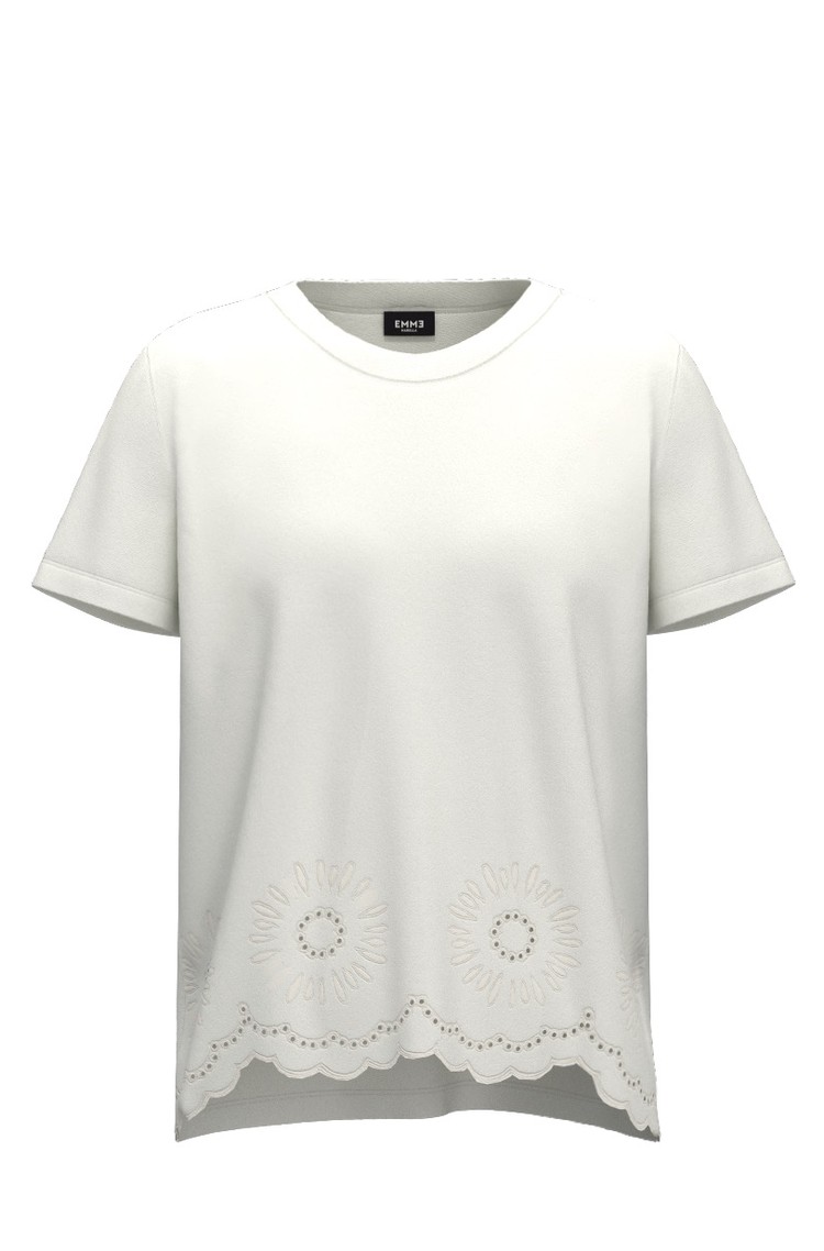 MARELLA Cotton jersey T-shirt with embroideries White 