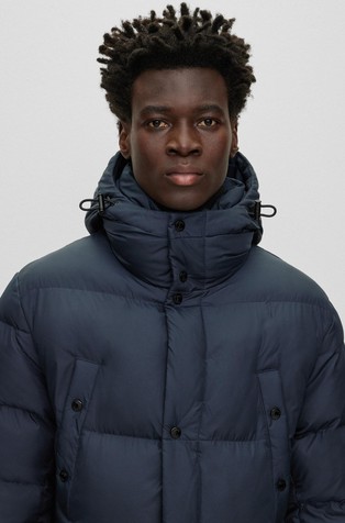 HUGO BOSS Vodoodbojna prešita bunda s kapuco Modra - Blue 4