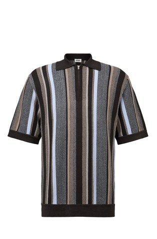 Regular fit pletena polo majica s črtastim vzorcem