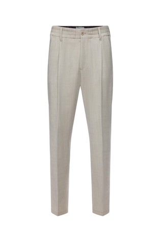 Relaxed fit trousers with pleats in stretch wool blend