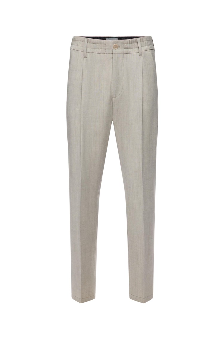 DRYKORN Relaxed fit trousers with pleats in stretch wool blend Vintage Khaki 
