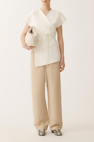 FABIANA FILIPPI Jogging fit trousers in viscose linen blend Beige 4