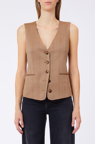 Slim fit telovnik s paščkoma zadaj