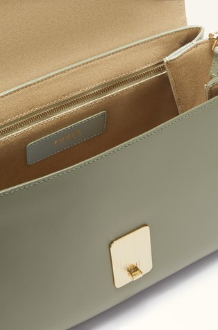 FURLA Usnjena torbica za čez ramo Zelena - Agave B 5