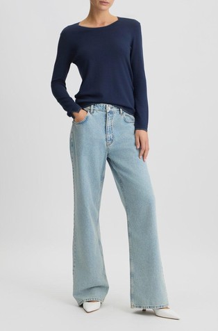LIU JO Viscose blend jumper with Lurex® details Dark Blue 4