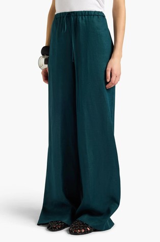 Palazzo linen trousers with elasticated waistband