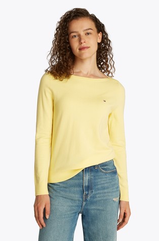 Boat neck cotton-blend jumper