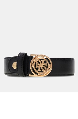 Faux-leather belt with logo buckle