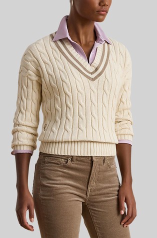 Cable-knit cotton cricket sweater