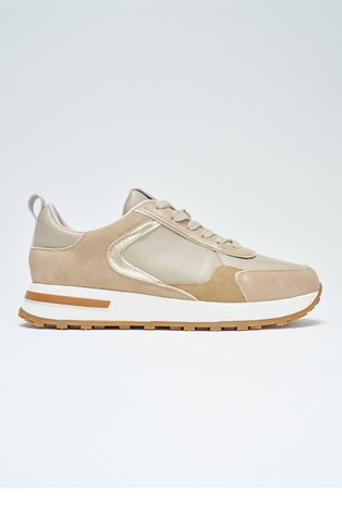 Trainers in suede and faux leather