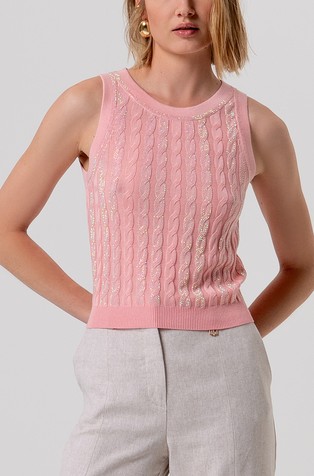 Slim fit pleten top z vzorcem verig