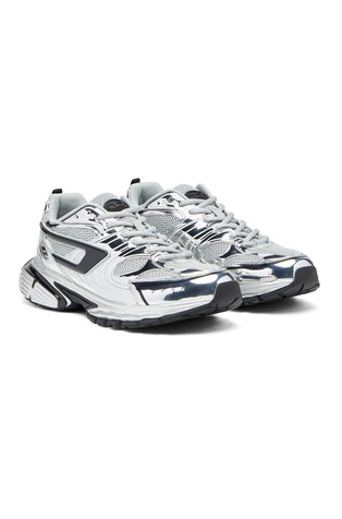 DIESEL S-Serendipity-Mesh sneakers with shiny overlays Silver/Grey/Black 2