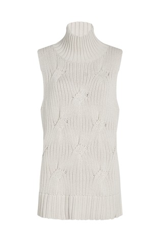 CALVIN KLEIN Cable Knit Long Sweater Vest Beige 5