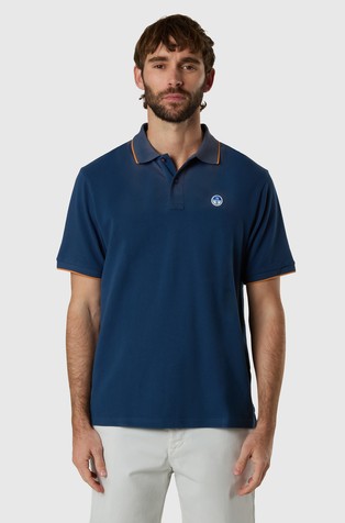 Short-sleeved polo shirt with contrast edges