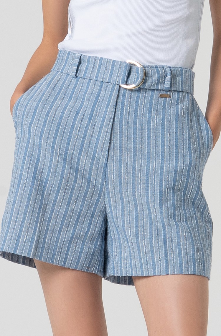FRACOMINA Striped shorts in cotton-blend Blue 