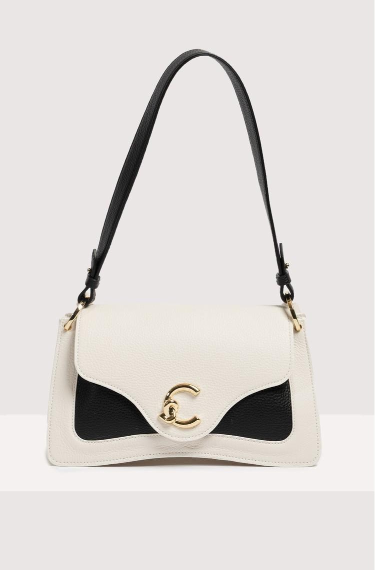 COCCINELLE C-Me Bicolor Leather Handbag White/Black 