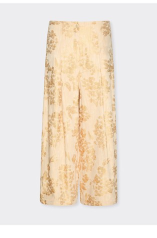 Palazzo hlače z žakarskim cvetličnim vzorcem
