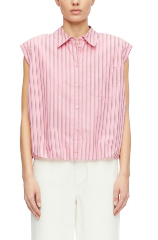 Sleeveless blouse with striped pattern