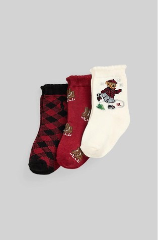 Polo Bear scalloped crew sock 3-pack