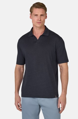 Stretch Linen Jersey Polo Shirt