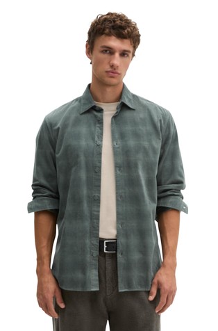 Regular-fit check shirt in organic cotton twill