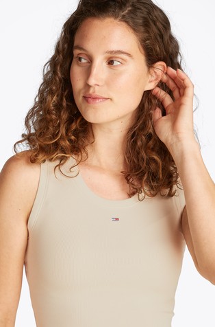 TOMMY HILFIGER Slim fit rebrasta majica brez rokavov Bež - Beige 4