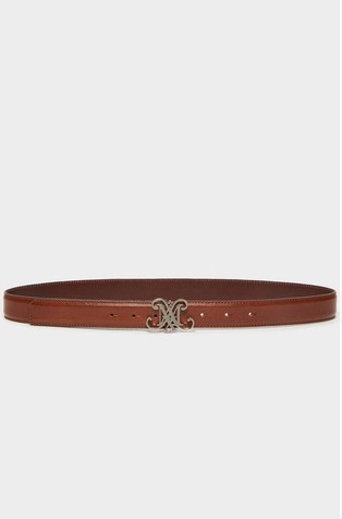 Logo-buckle leather belt