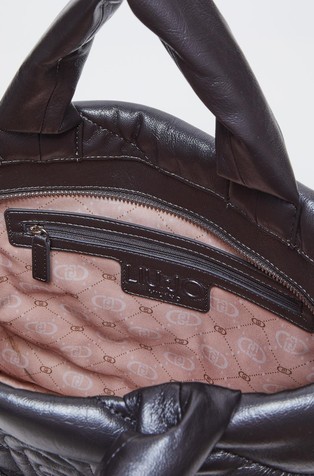 LIU JO Glossy quilted tote bag Anthracite 5