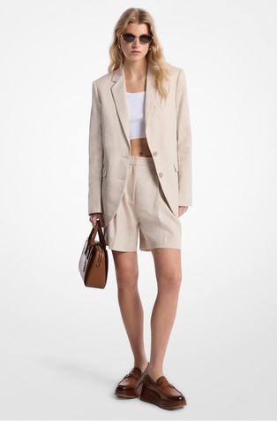 Linen and Cotton Single-breasted Blazer
