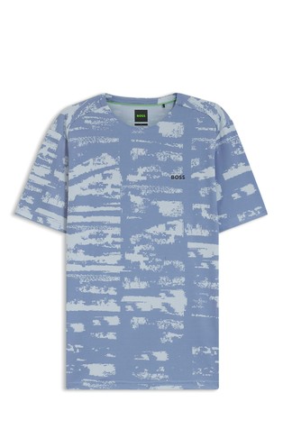 Active slim fit majica s kratkimi rokavi in žakarskim vzorcem