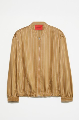 Pinstripe viscose-blend bomber jacket