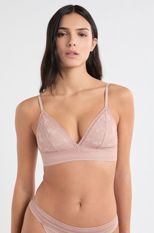 Aura no. 8 čipkast triangel modrček brez opore