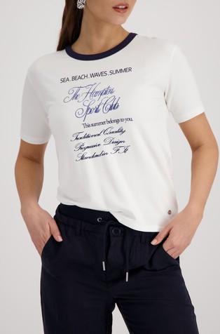 Majica iz raztegljive viskoze z napisi