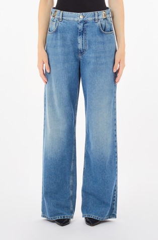 Baggy jeans hlače z visokim pasom