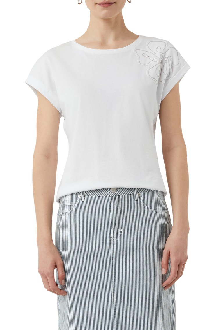 COMMA T-shirt with dropped shoulders and artwork White 