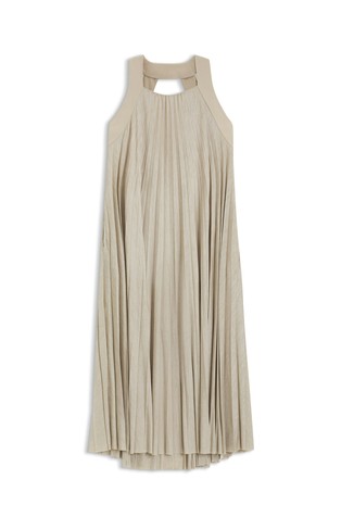 Plisirana obleka brez rokavov