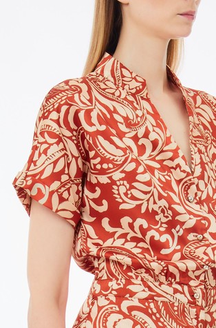 LIU JO Printed twill jumpsuit Terracotta 3