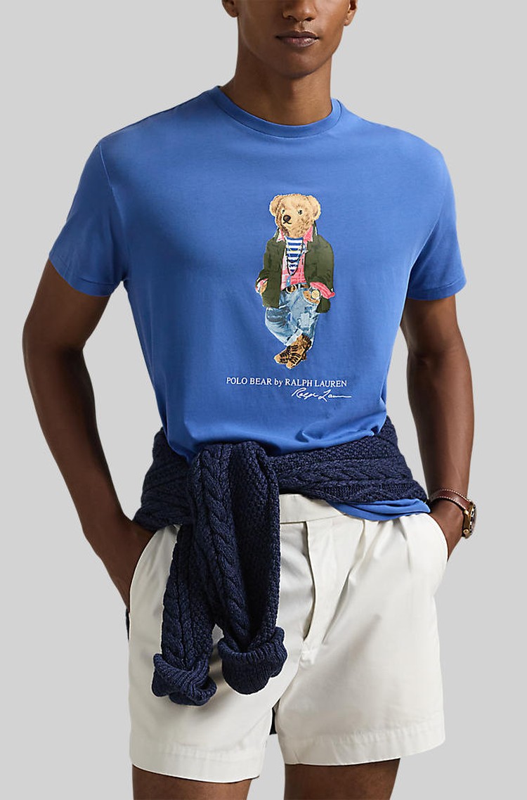 RALPH LAUREN Classic Fit Polo Bear Jersey T-Shirt Blue 