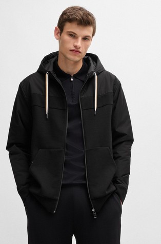 Cotton-blend zip-up hoodie with hood