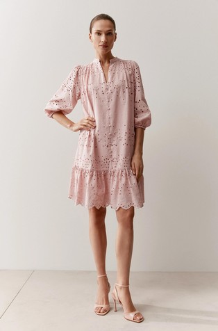 Broderie Anglaise dress in cotton-blend